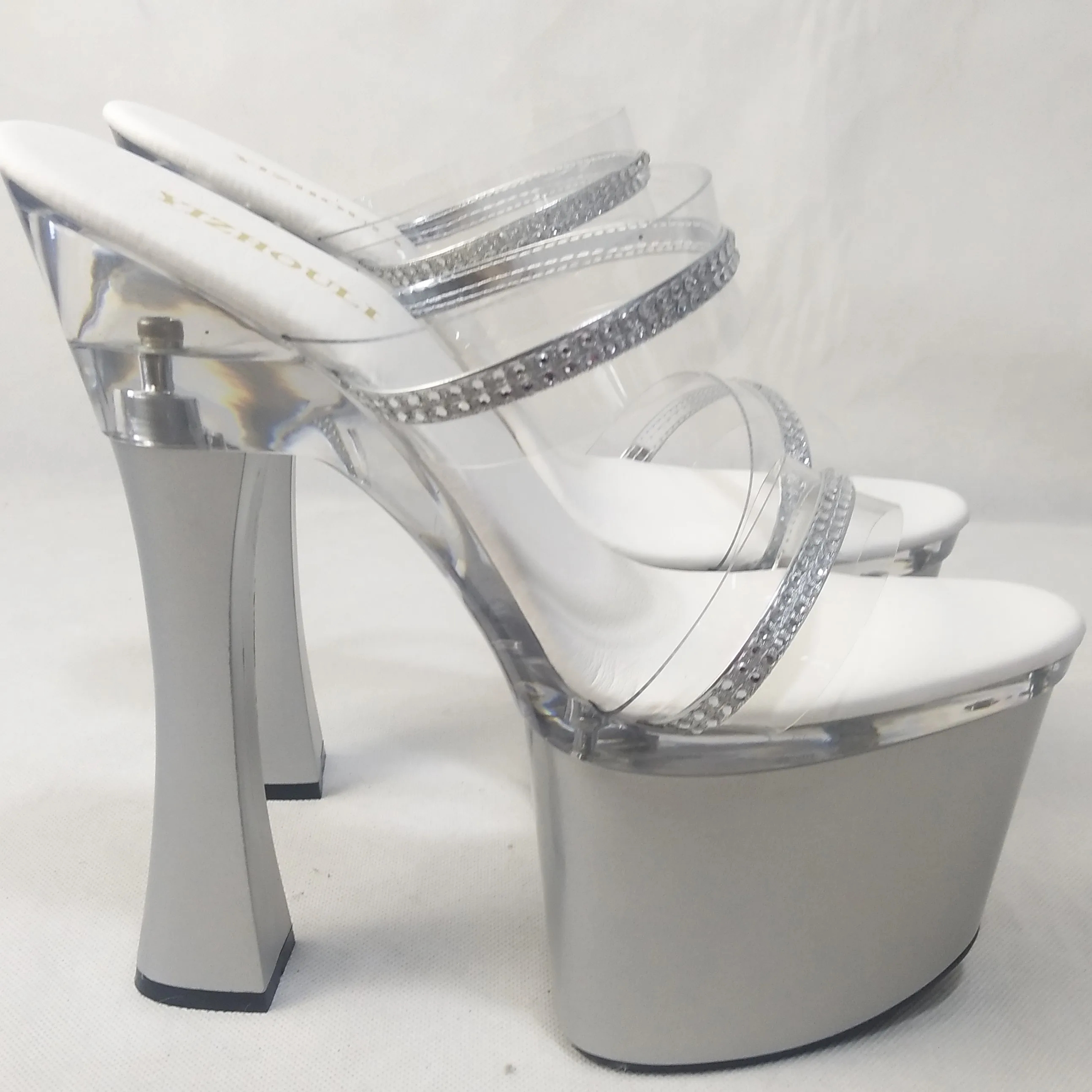 Of Women's Shoes 8 Inch High Luxury Diamond High Heel Sandals Thick Platform Princess Sandals Sexy 18cm Crystal dance shoes