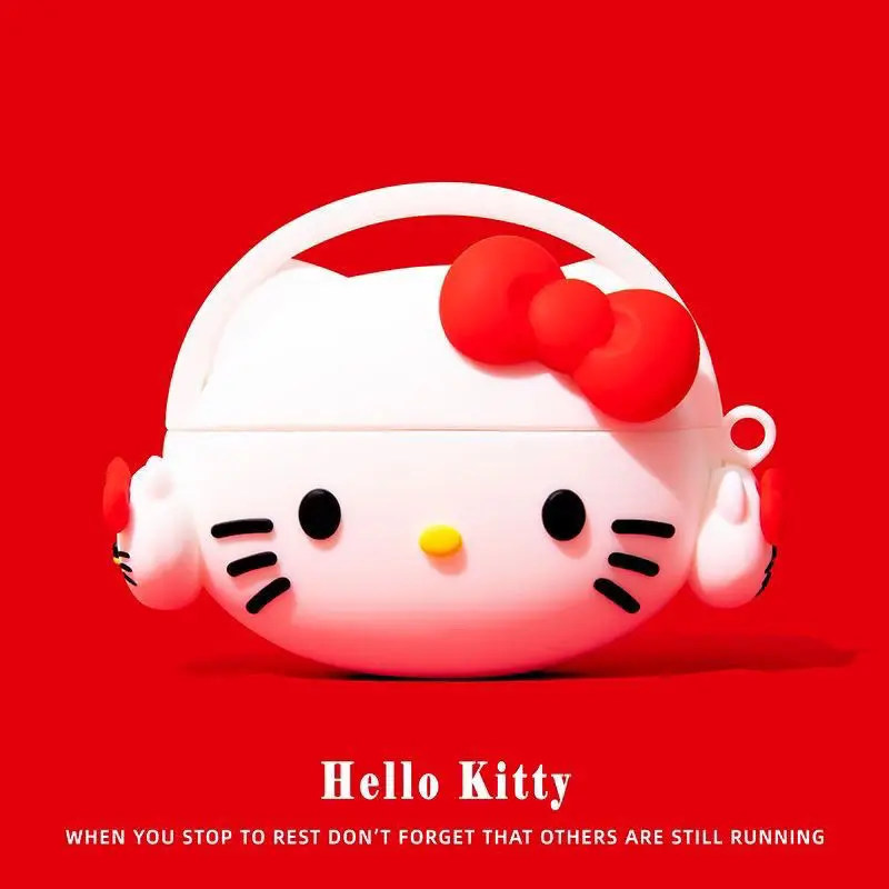 For Airpods 1 2 3 Pro Pro 2 Wearing headphones Hello Kitty Silicone Earphone Case Accessories Cover