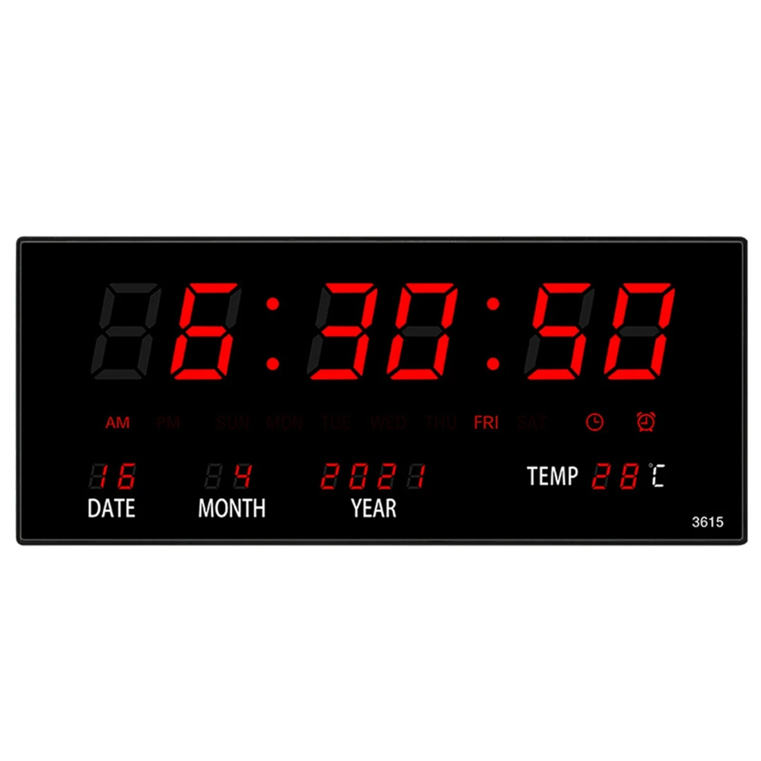 LED Perpetual Calendar Electronic Clock Digital Wall Clock Alarm Hourly Chiming Temperature Table Clocks Home Office Red HY