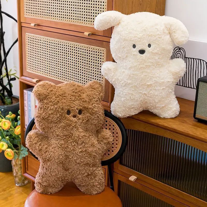Cute Fluffy Plush Bear Puppy Pillow,Soft Stuffed Animal Throw Pillow,Sofa Bedroom Kawaii Plushies Decor,Kids Adults Cuddly Gifts