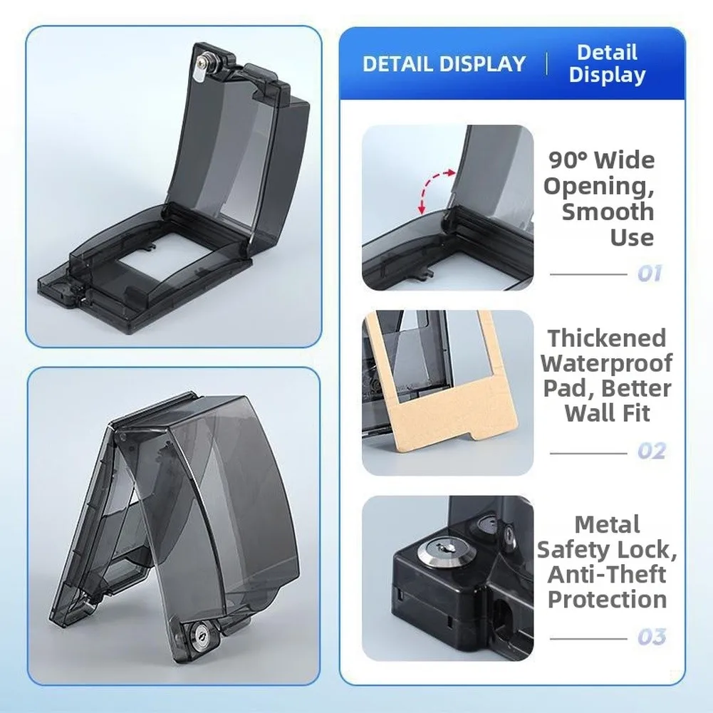 Glue Back Socket Shield Waterproof Socket Cover Robust Design Protection Moisture Resistant Shell Smooth Face Cleaning