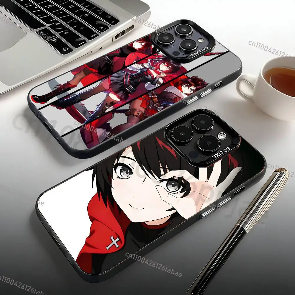 Capa de Celular Ruby Rose R-RWBY para iPhone 17, 16, 15, 14, 13, 12, 11, Pro, Max, Plus, Mini, Capa Fosca Antichoque