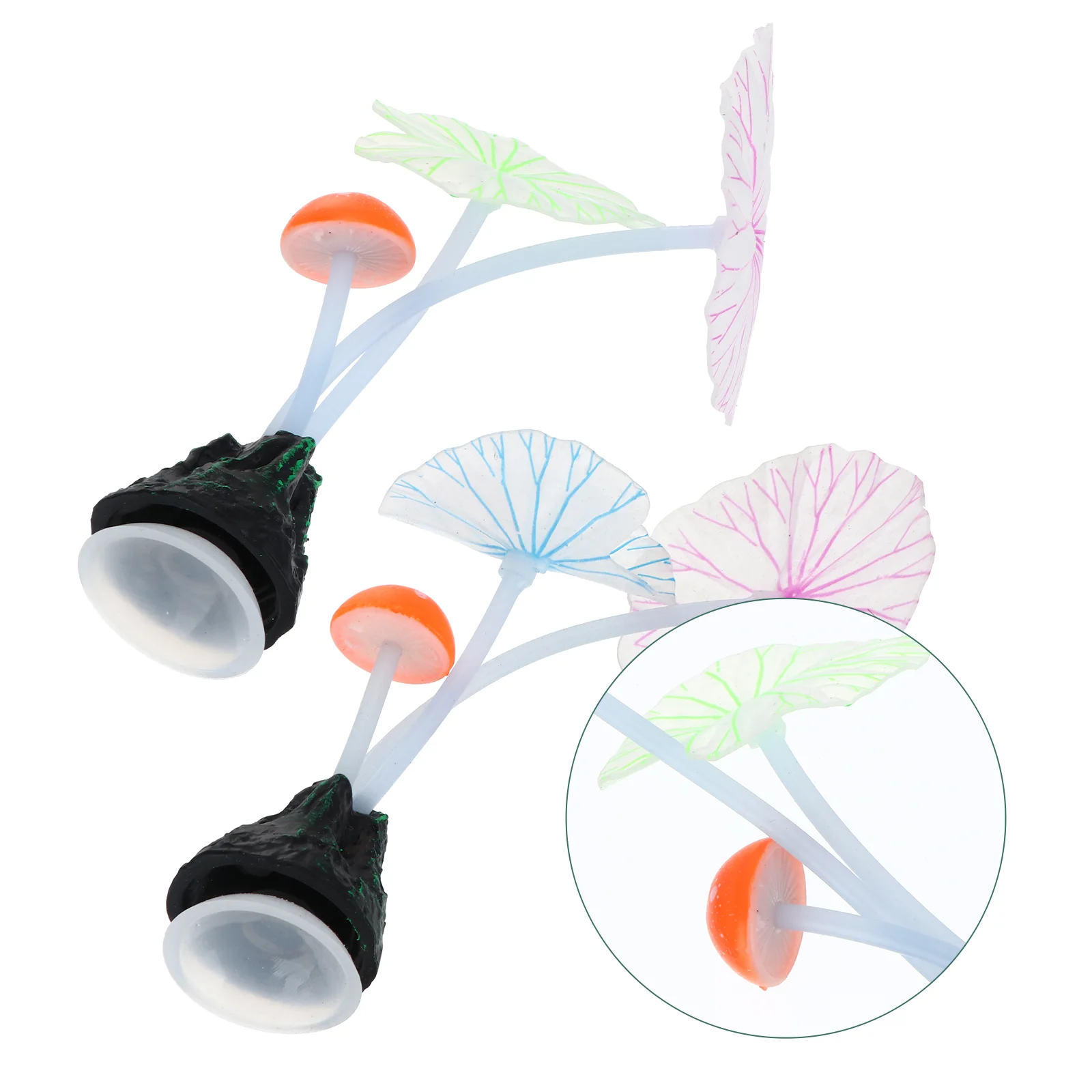 

Fish Tank Decorative Ornament Landscaping Decoration Bowl Fluorescent Lotus Leaf Rockery Silica Gel