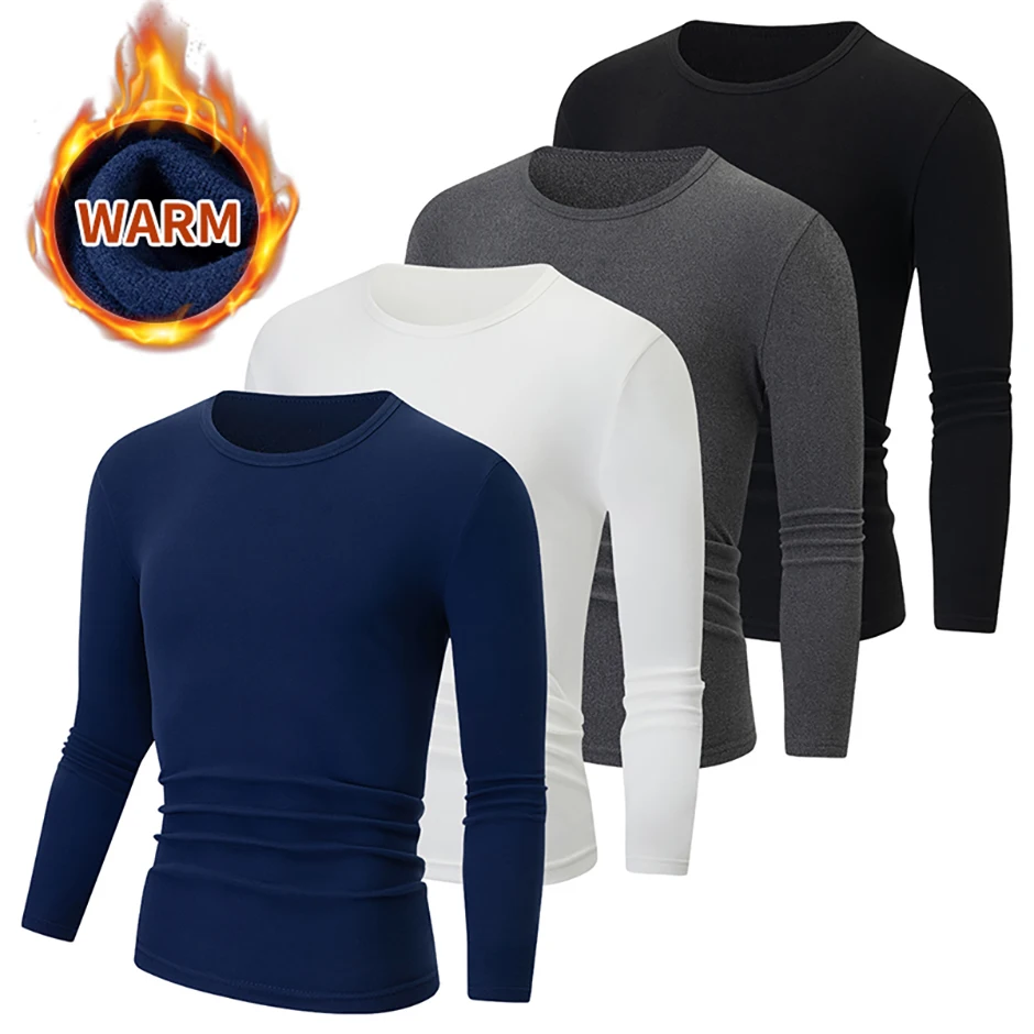 1/2/4-teiliges Set aus lässigen warmen Unterwäsche-Set für Herren und Teenager im Herbst/Winter, bequemes Sport-Langarmshirt mit dicker Basis – Detail 4