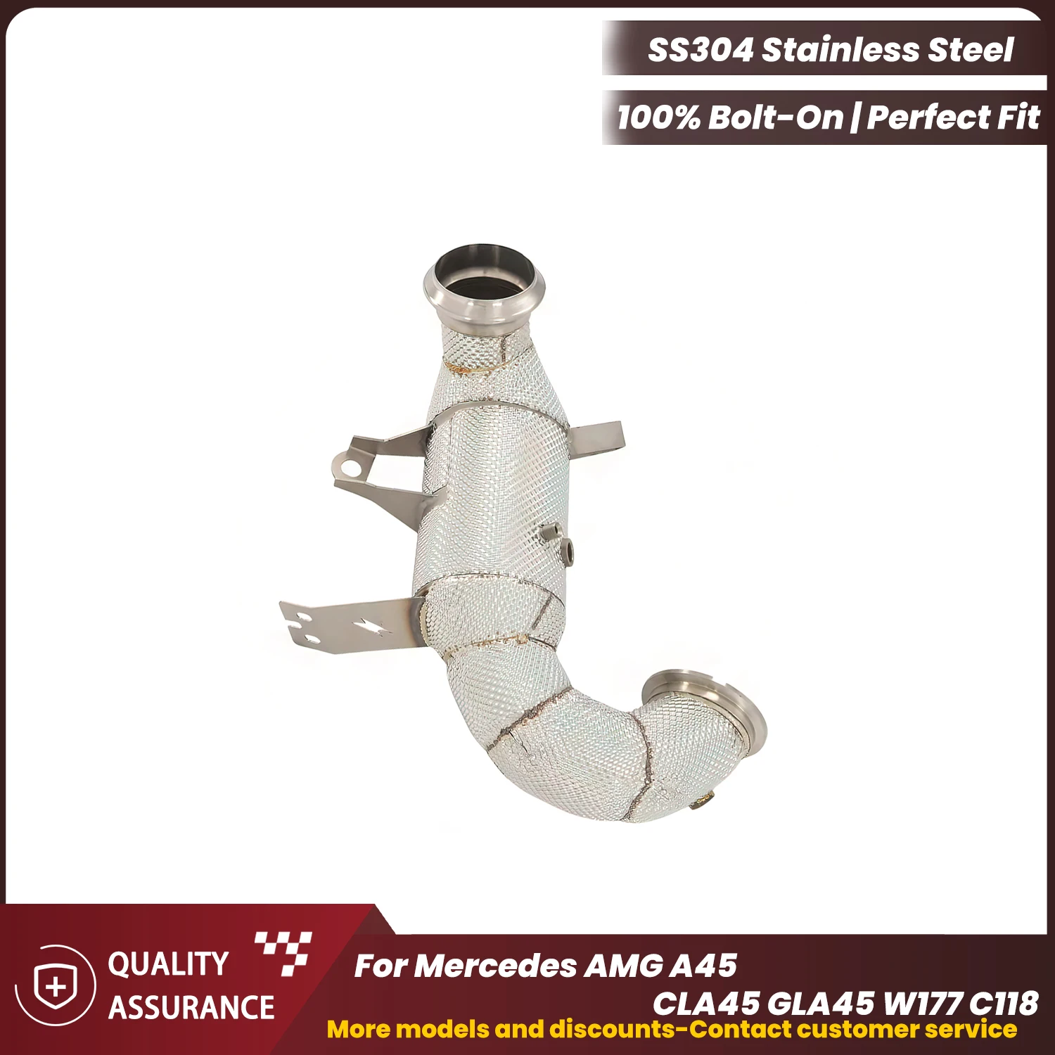 

ECCF Sports Downpipe With Heat Shield For Mercedes AMG A45 CLA45 GLA45 W177 C118 Aggressive Exhaust Sound Easy Installation