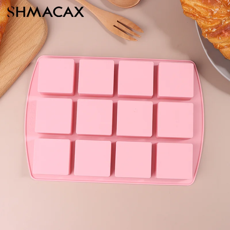 12Cavity Square Silicone Molds For DIY Brownie Bites Fudges Cakes Candy Jelly Bakeware For Kids Baking Decorating Mold