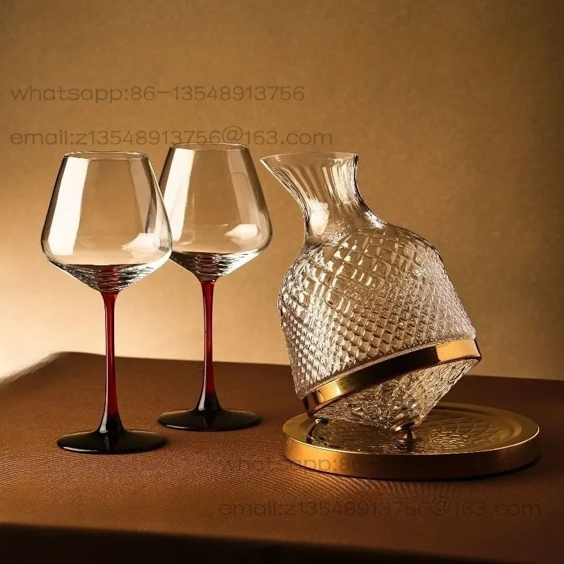 European-style big-bellied crystal goblet set, gyro rotating decanter, household wine glass