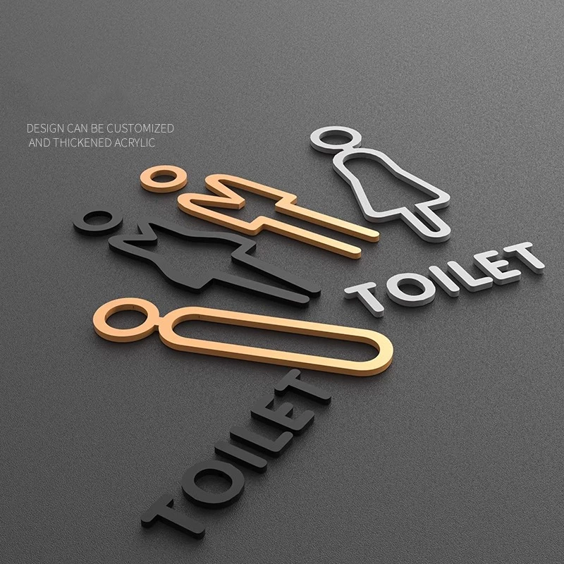 black gold Float Family residence apartment hotel Acrylic WC bathroom bathroom door men and women toilet logo 3D house number