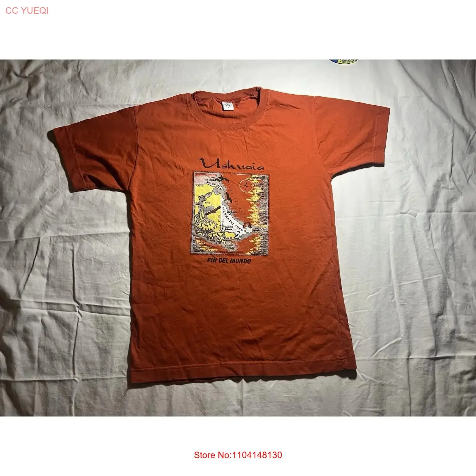 Camiseta Vintage Ushuaia Fin Del Mundo para hombre, talla mediana, estilo vintage lavado, para uso diario, versátil, informal, con gráfico.