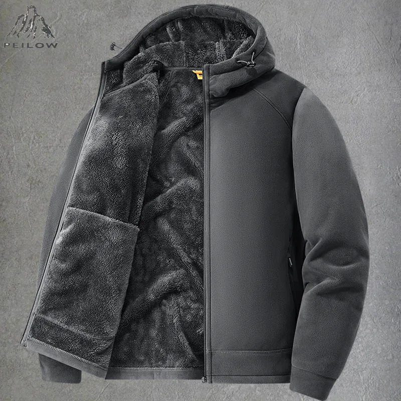 

Polar Fleece Hooded Jacket for Men New 2025 Autumn Winter Outdoor Thicken Warm Parkas Coats Men Hiking Camping Jackets Clothing
