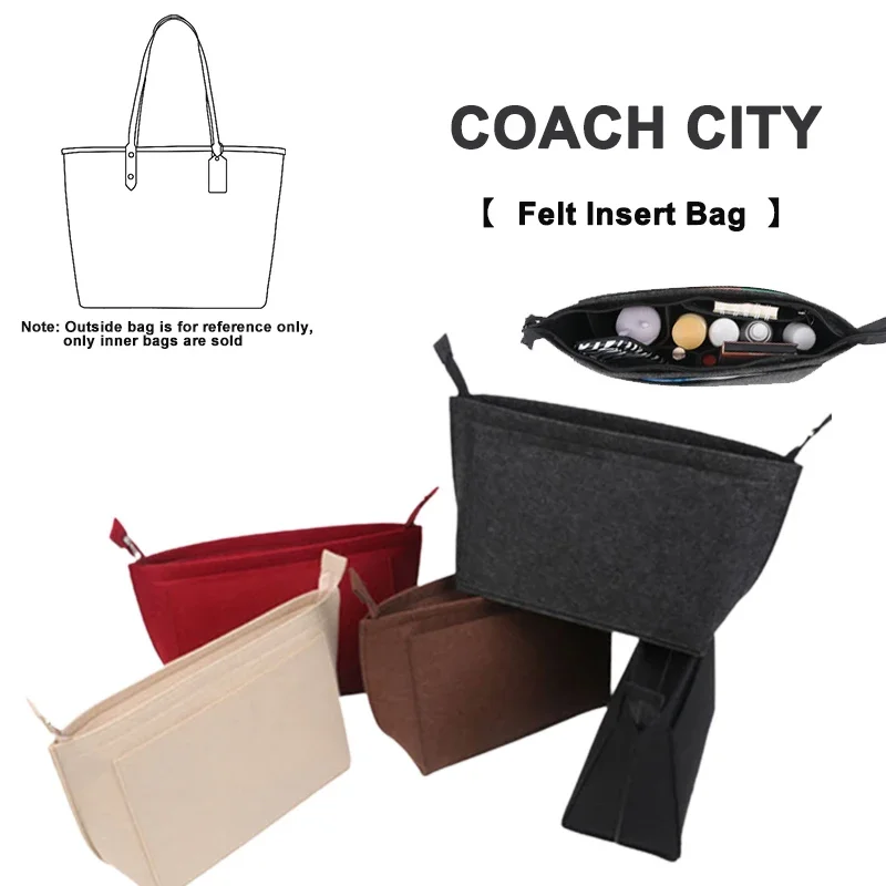 EverToner Felt Insert Bag Fits COCH City Cosmetic Bags Handbag Inner Purse Organizer Portable Travel Makeup Organizer