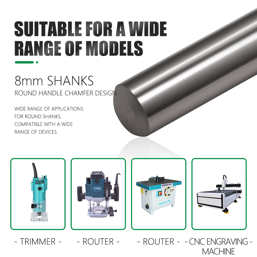 LAVIE 1 قطعة 8 مللي متر عرقوب راوتر بت مستقيم بت قاطعة المطحنة للخشب أداة الأعمال الخشبية C08002