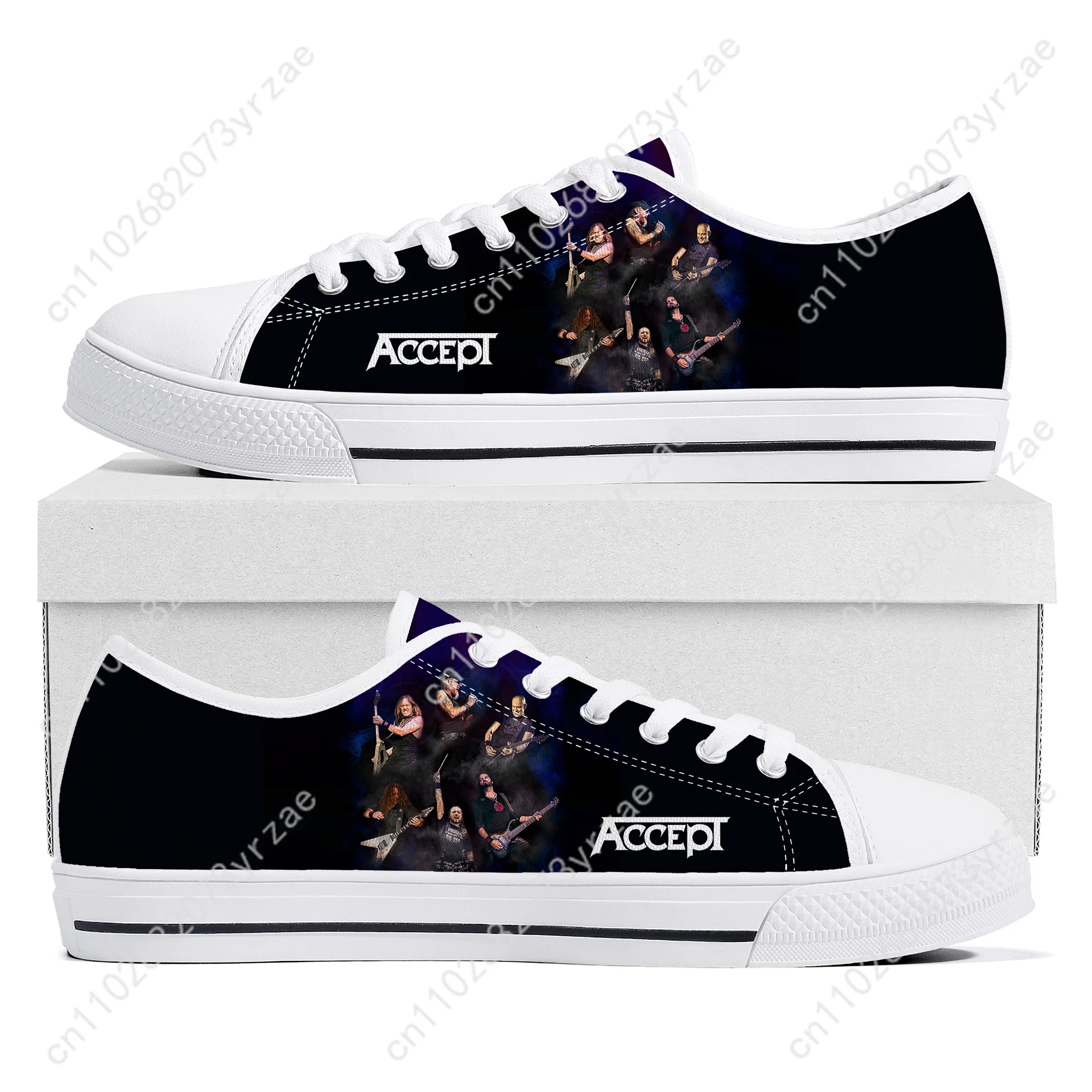 

Accept Band Low Top High Quality Sneakers Mens Women Teenager Canvas Sneaker Casual Couple Shoes Fashion Patterns Custom Shoe