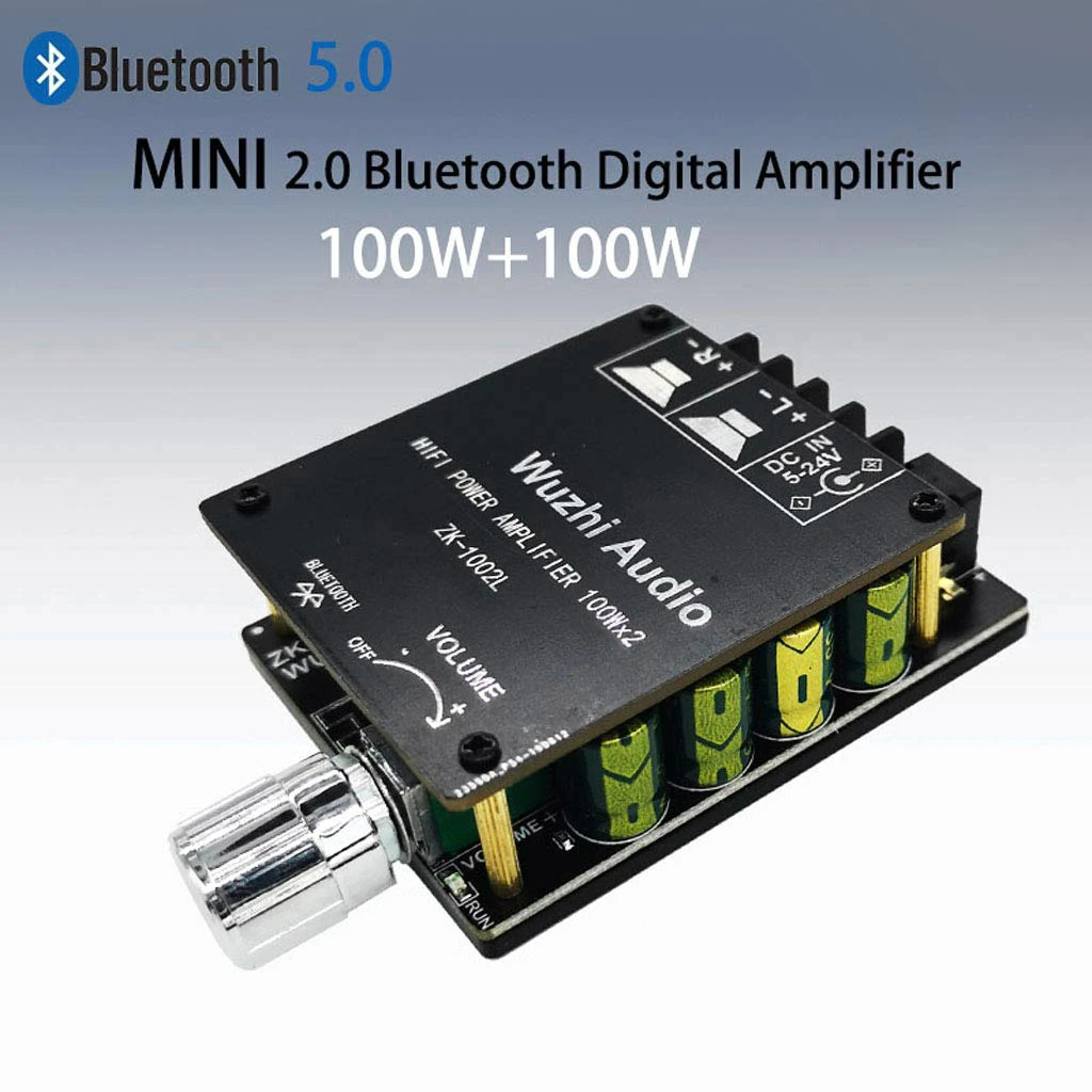 ZK-1002L MINI Bluetooth 5.0 DC 5-24V Sans Fil Audio Numérique Amplificateur de Puissance Stéréo Conseil 100Wx2 Bluetooth Amp