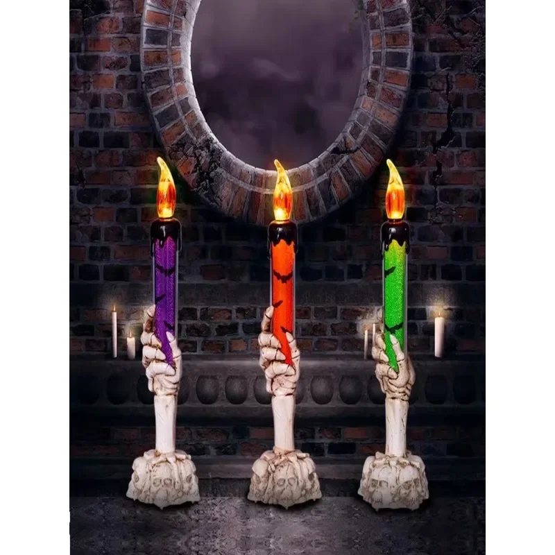 

Halloween electronic luminous pumpkin candle atmosphere night light ornament bar scene arrangement props candlestick