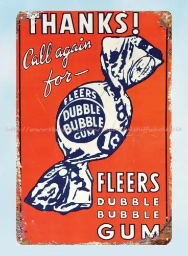 Fleers Dubble Bubble Gum metal tin sign vintage signs sale