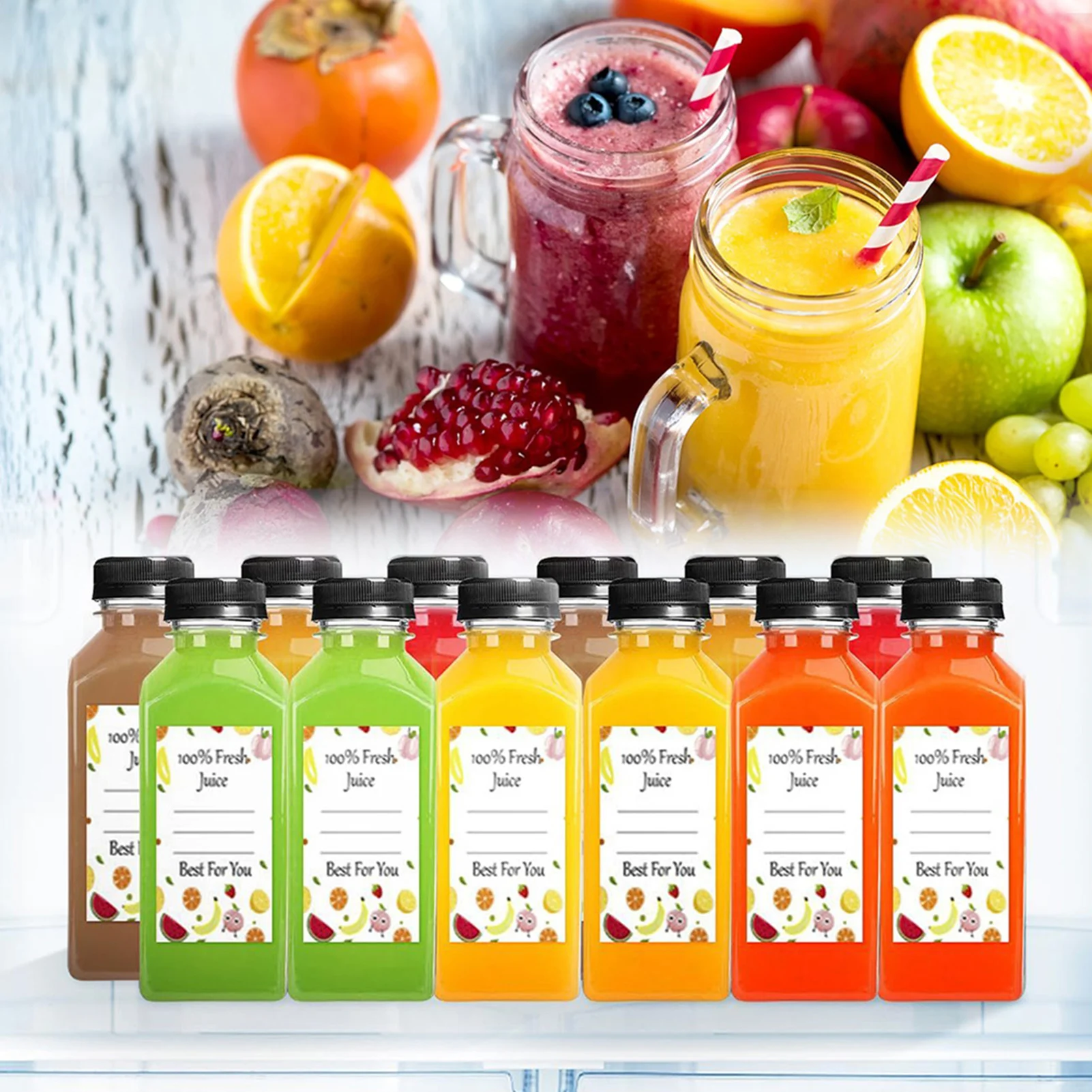 

Juices Bottles Sticker Reusable Portable Juices Bottles With Labels Sticker For Hotel