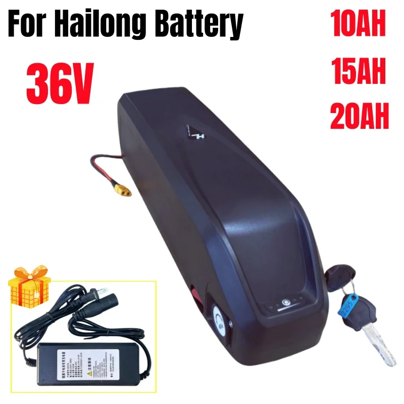 

36V For Hailong Ebike Battery with Charger 10Ah 15Ah 20Ah Powerful 18650 Lithium Battery Pack Free Shipping