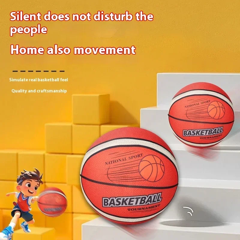 18/21/24cm Silent Basketball High-Resilience Quiet Basketball Size 3/5/7 Training Foam Ball for Various Indoor Activities
