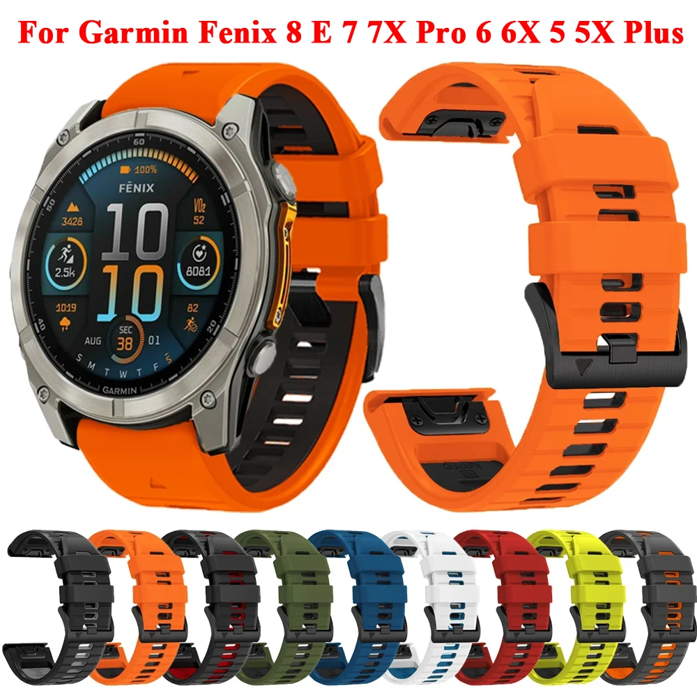 26mm 22mm Silicone Strap For Garmin Fenix 8 E 7 7X 6 6X Pro Watch Band For Garmin Fenix E 5 5X Plus Sports Bracelet Watchband