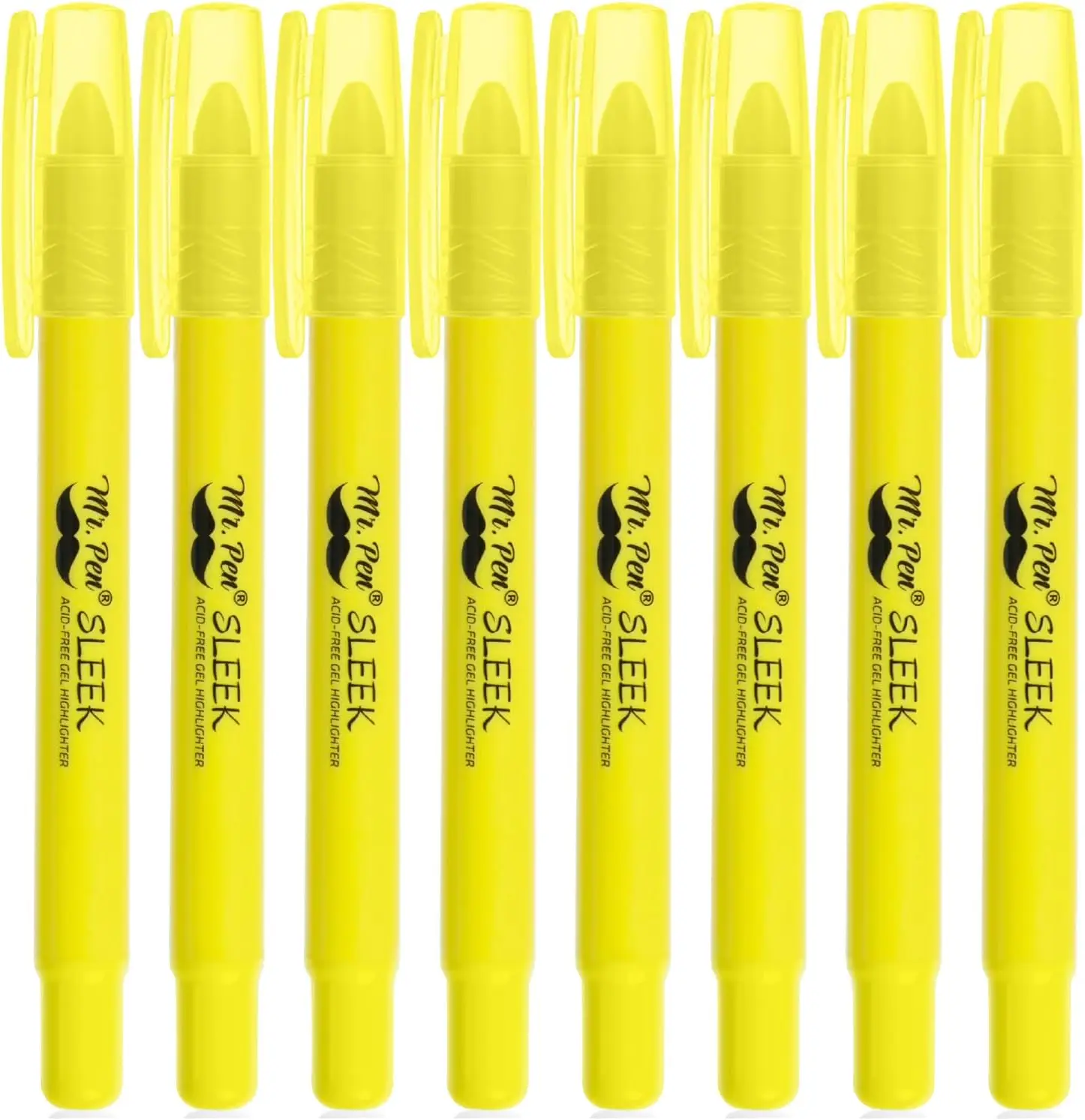 

No Bleed Gel Highlighters, Yellow, Pack of 8 - Smooth Writing for Bibles and Journals
