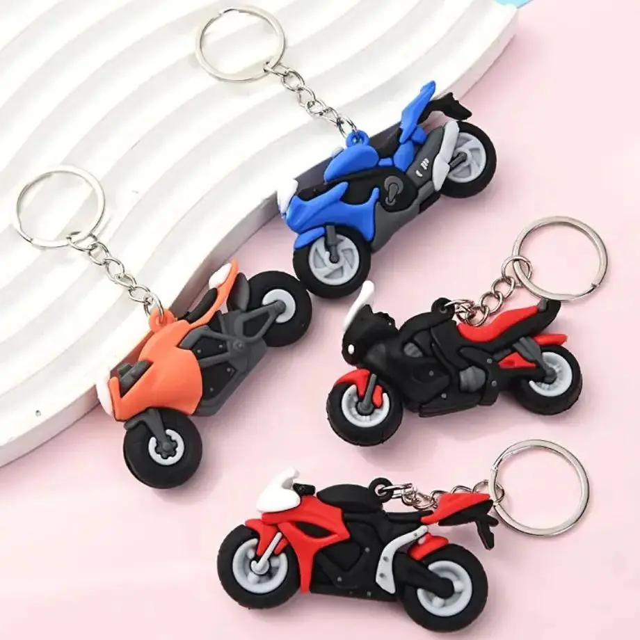 Creative Cool Motorcycle Keychain New Gift Cartoon Motorcycle Model Backpack Pendant Mini Key Ring Holder Keys Accessories