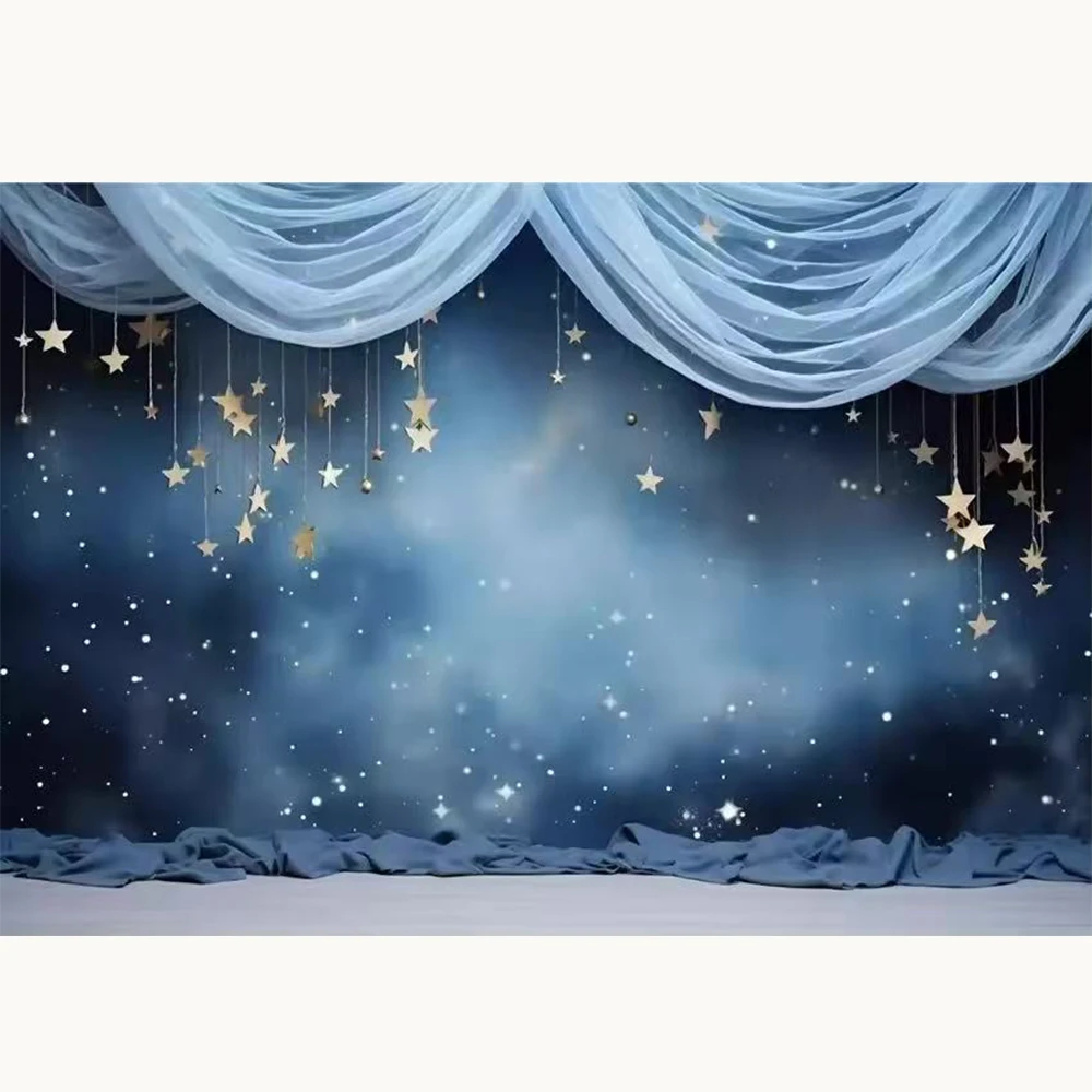 Photography Background Glitter Stars Moon Curtain Child Birthday Party Cake Smach Portrait Decor Backdrop Photo Studio view 4