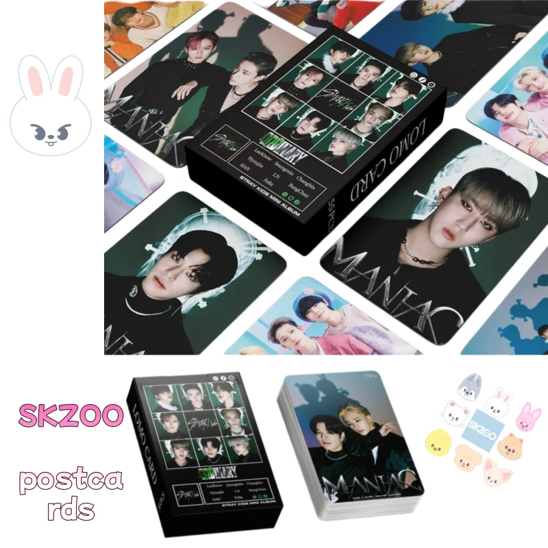 55 маленьких карточек, связанных с аниме SKZOO, включая Фан Цань, Ли Минхао, Сюй Чжанбиня, Хуан Сюаньчэнь, а также открытки.