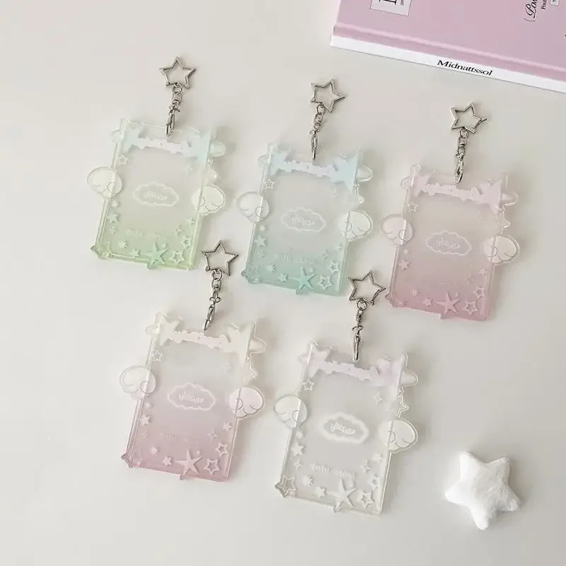 الاكريليك ستار أجنحة شفافة Kpop حامل بطاقة الصور واقية المفاتيح Y2K لطيف 3 بوصة بطاقة كم ظهره الديكور #2