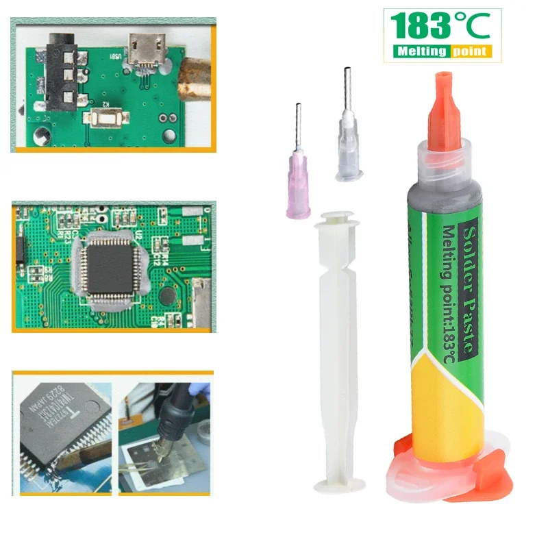 

BGA Syringe Tin Solder Paste Sn63pb37 Melting Point 183 ℃ RELIFE 20g BGA Tin Solder Paste No-clean Syringe Liquid Flux 2needles