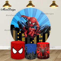 Disney Spiderman Round Photo Backdrop Boys Birthday Party Decor Circle and Cylinder Covers Baby Shower Photography Background