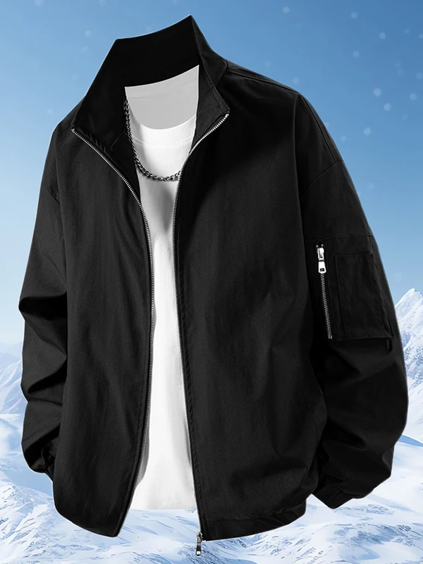 New 2025 Men's Spring Autumn Jacket Loose Fit Casual Baseball Collar Pilot Coat Fashionable Versatile Standard Edition Polyes...