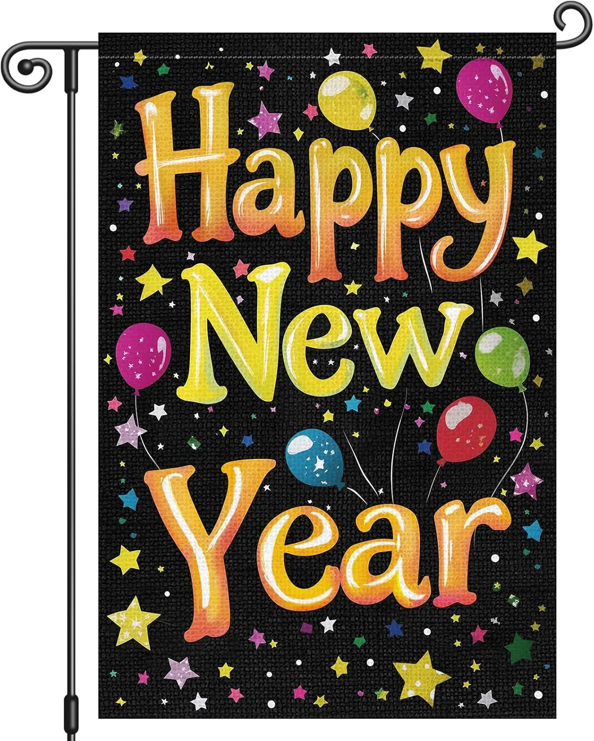 Louise Maelys Happy New Year Garden Flag Balloon Star 12x18 Inch Double Sided Winter Welcome Party Christmas Xmas Holiday Se uui