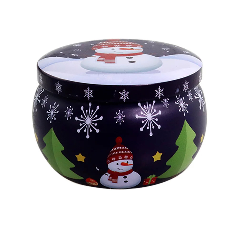 Christmas Scented Candle Jar With Hand Gift Box Candy Flower Tea Tinplate Box Round Drum Shaped Metal Tin Can New New Year 2025