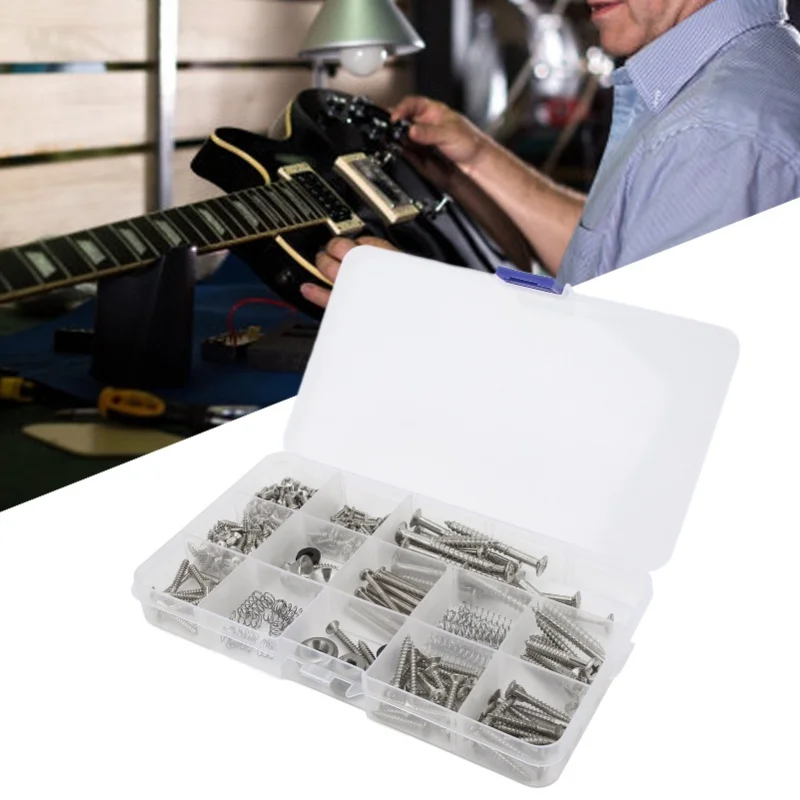 

Набор металлических винтов для электрогитары, пружинных креплений и застежек для ремней, серебристый, для ремонта