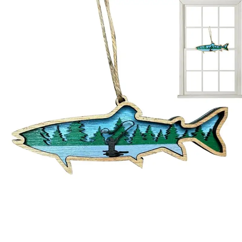 Wooden Decoration For Home Fish Decoration Shark 3D Wooden Wall Art Coastal Cottage Decoration Countryside Home Ornaments For