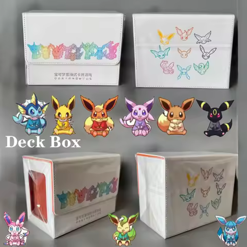 Hot Anime PKM TCG Eevee Premium Theme Deck Box Large Capacity Card Storage Case Durable Organizer for Card Collection Gift Toys
