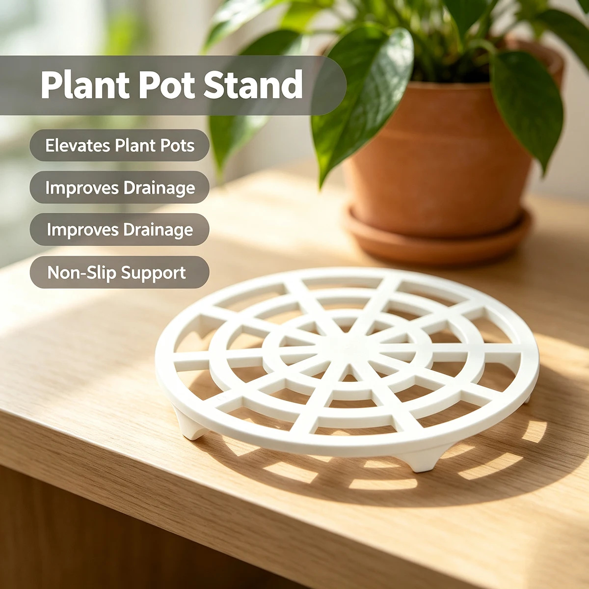 Hollow Flower Pot Base Riser, Round Breathable Elevated Flower Pot Stand, Indoor Plant Drainage, Ventilation, and Heat Insulation Flower Pot Foot Pad