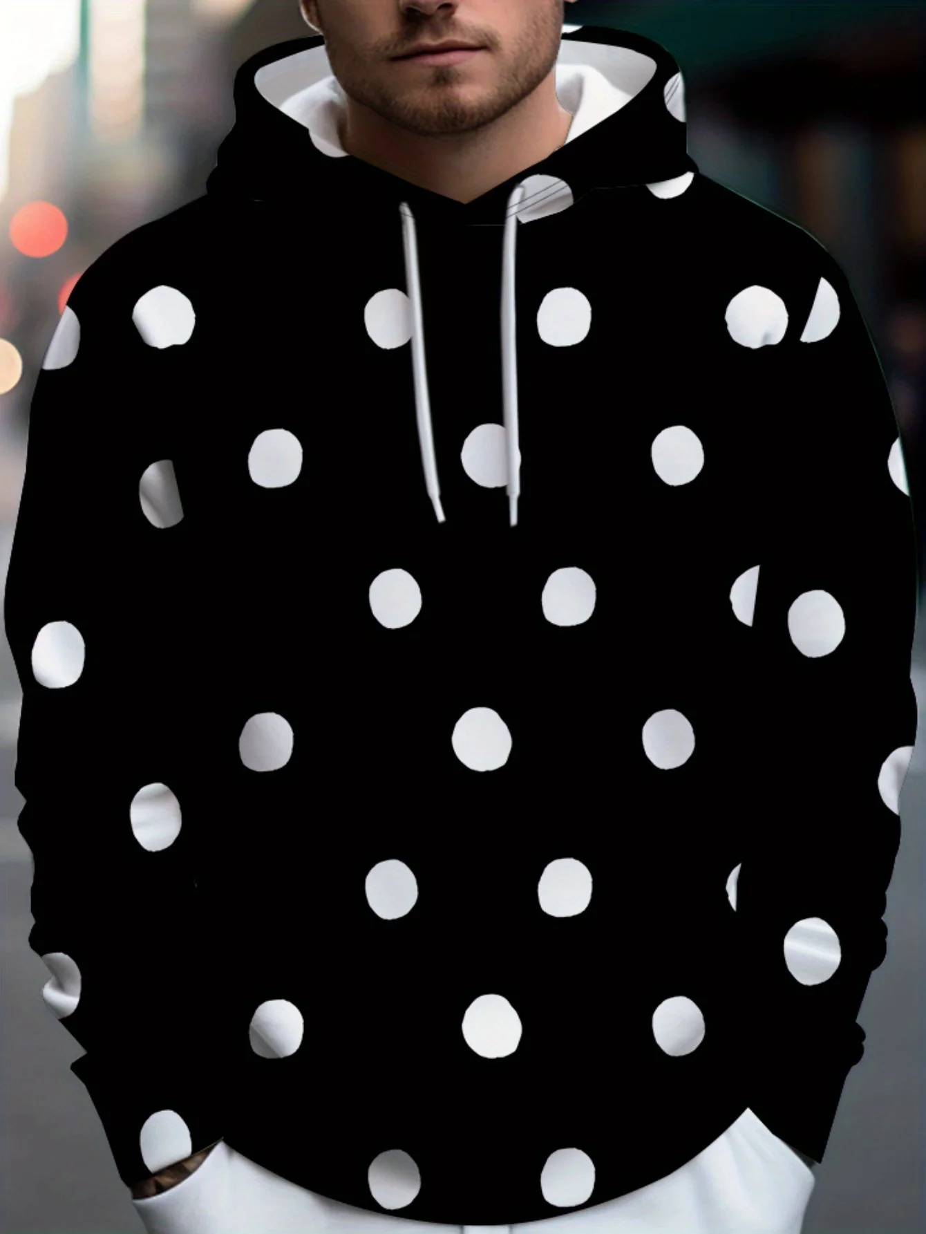 

3D Polka dot Printed Men's Hoodies Leisure Fashion Breathable Long Sleeve Sweatshirts Autumn Outdoor Street Daily Trend Clothing