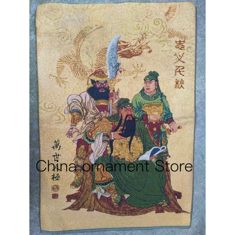 

Китай, шелк, древние Liu bei Guan Yu Zhang Fei Tangka Фреска тханка, настенное украшение