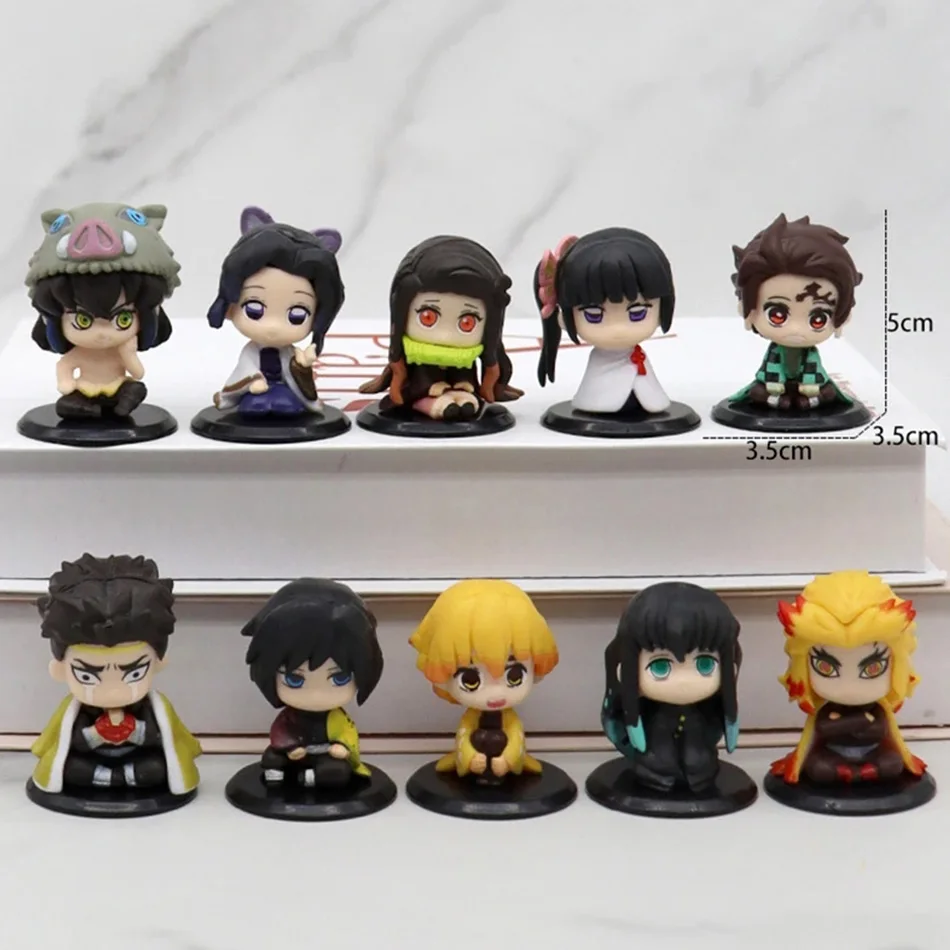 5 Style/ensemble Q Version démon Slayer assis fantôme poupée Tanjiro Nidouzi Inosuke Zenizu Figure figurine film modèle jouets poupée