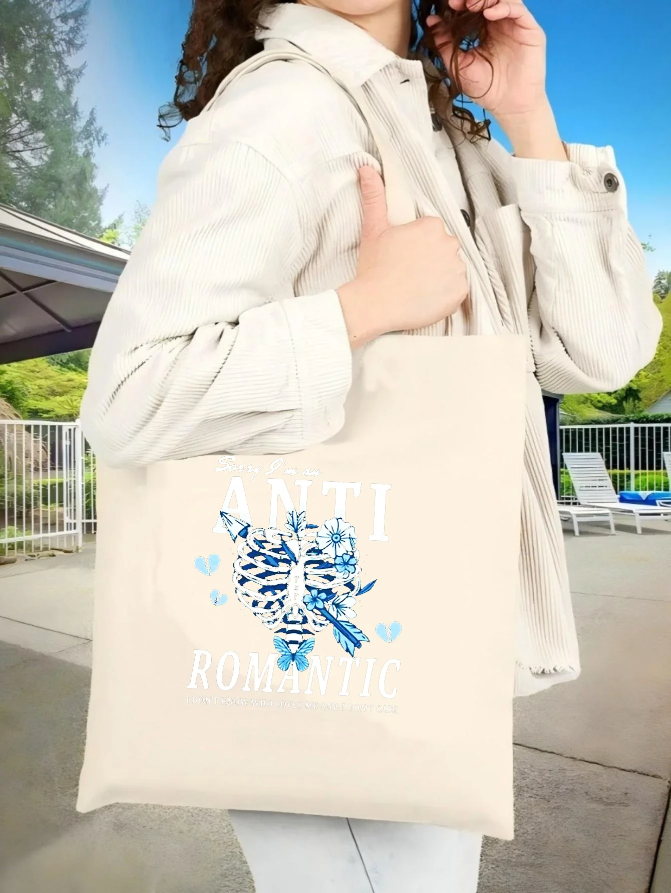 

Сумка-тоут ANTI ROMANT 2026: Новинка, унисекс, из холщовой ткани, вместительная, прочная, многоразовая, многофункциональная, на плечо, для повседневного использования/путешествий