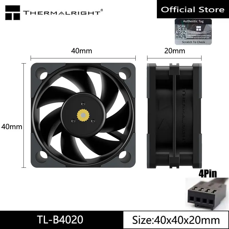 ThermalrightTL-B4020 4CM 섀시 냉각 팬, 40x40x20mm/이중 볼 베어링/높은 풍량 5500RPM/컴퓨터 냉각 팬