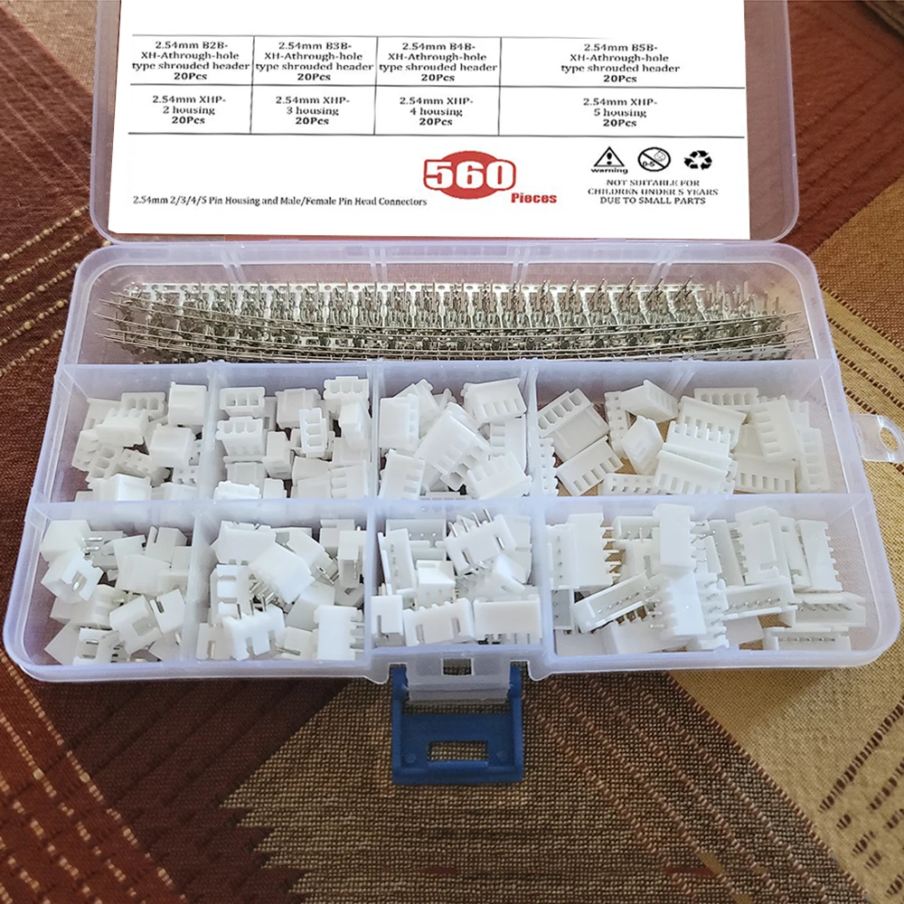 

560Pcs Pin housing and Male/Female Pin Head Connector Adapter Plug Set (Compatible with 2.54mm JST-XHP2/3/4/5)
