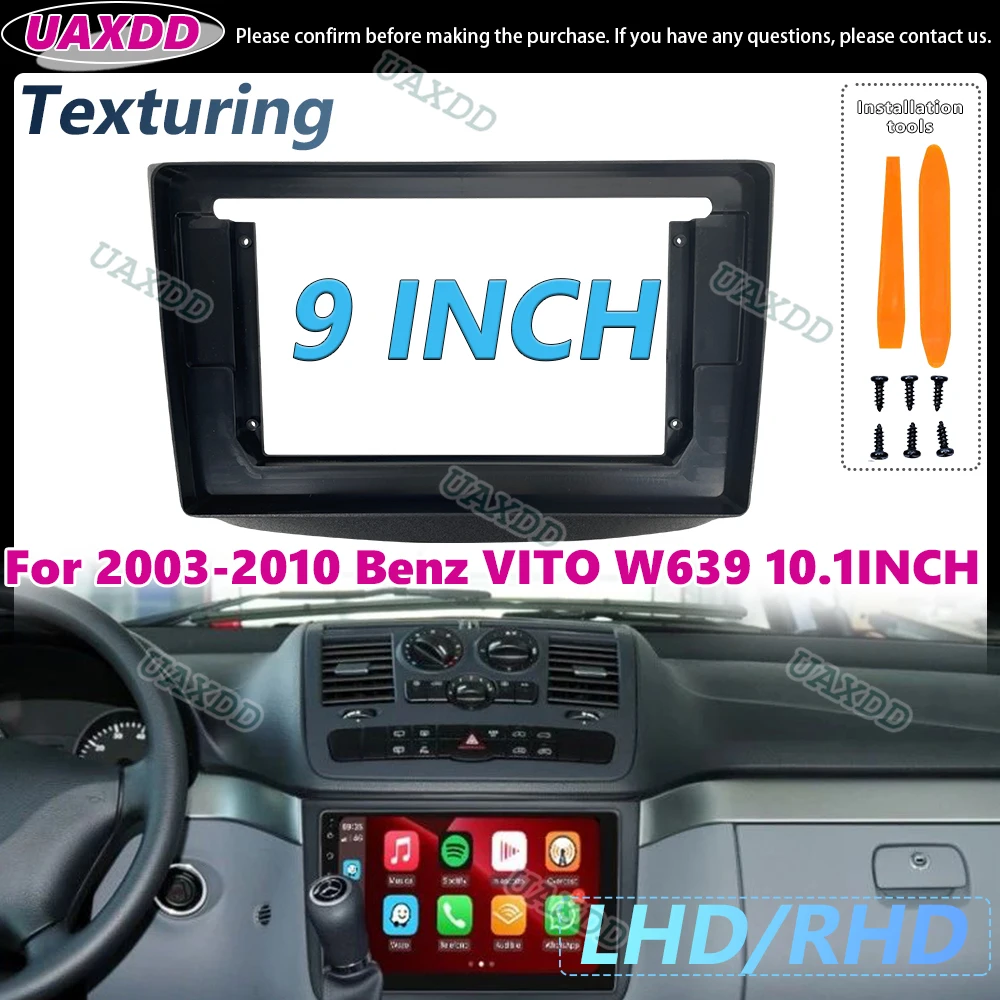 UAXDD 2 Din Android Marco de Fascia de Radio de coche para Mercedes Benz Vito Viano 2 W639 2003-2010 Panel Canbus Kit de arnés de alimentación cable CD