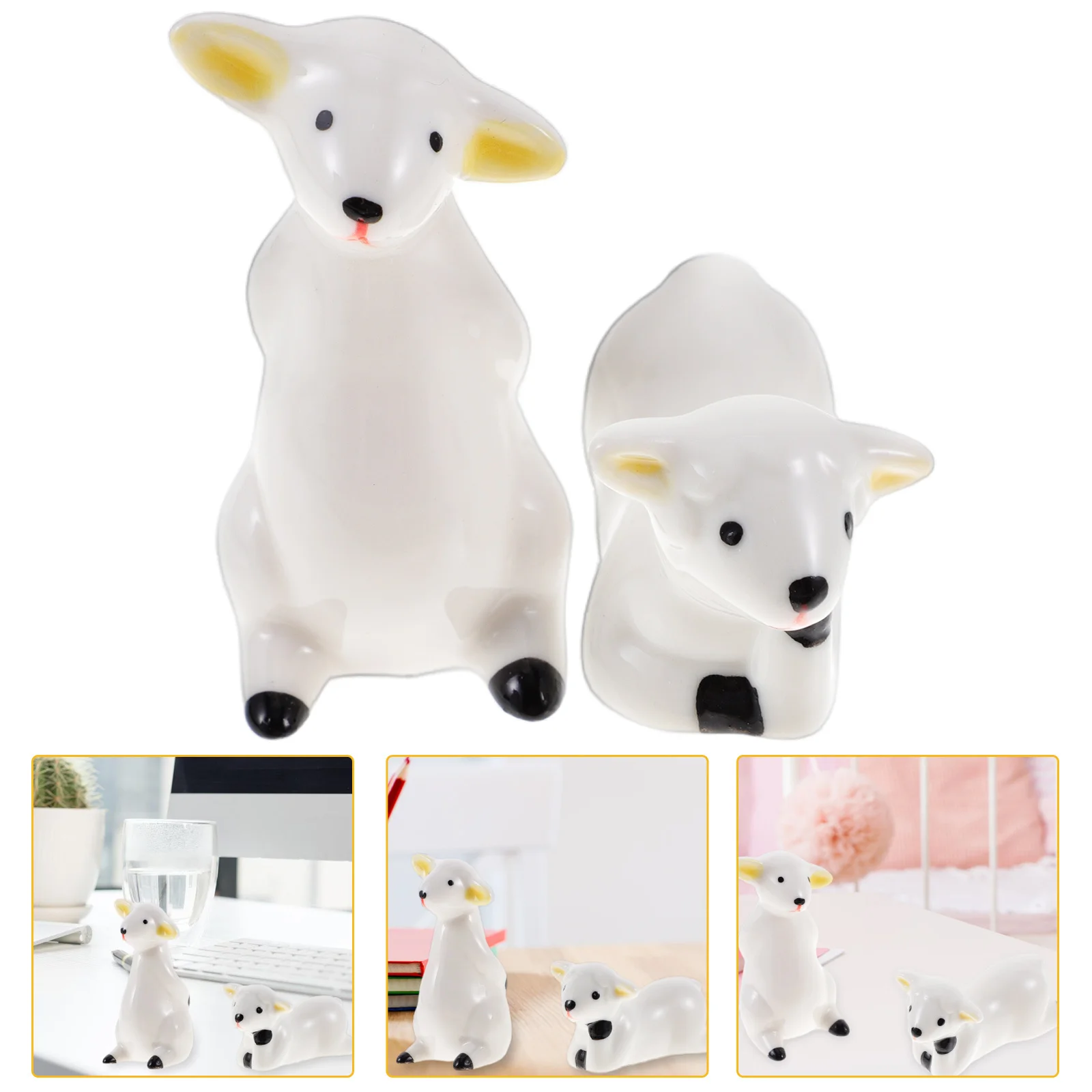 

2Pcs Ceramic Sheep Decoration Animal Statue for Garden Lawn Weddings Indoor Outdoor Desktop Accent Sheep Decoration