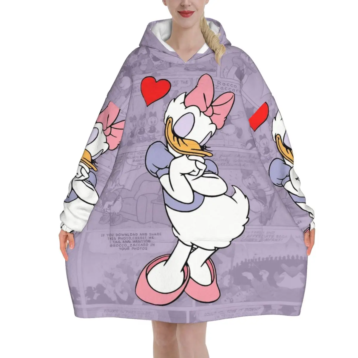 

Забавное носимое одеяло с милой ромашковой уткой, толстовка с капюшоном для женщин, уютное большое одеяло, толстовка, толстое флисовое одеяло с капюшоном и карманом