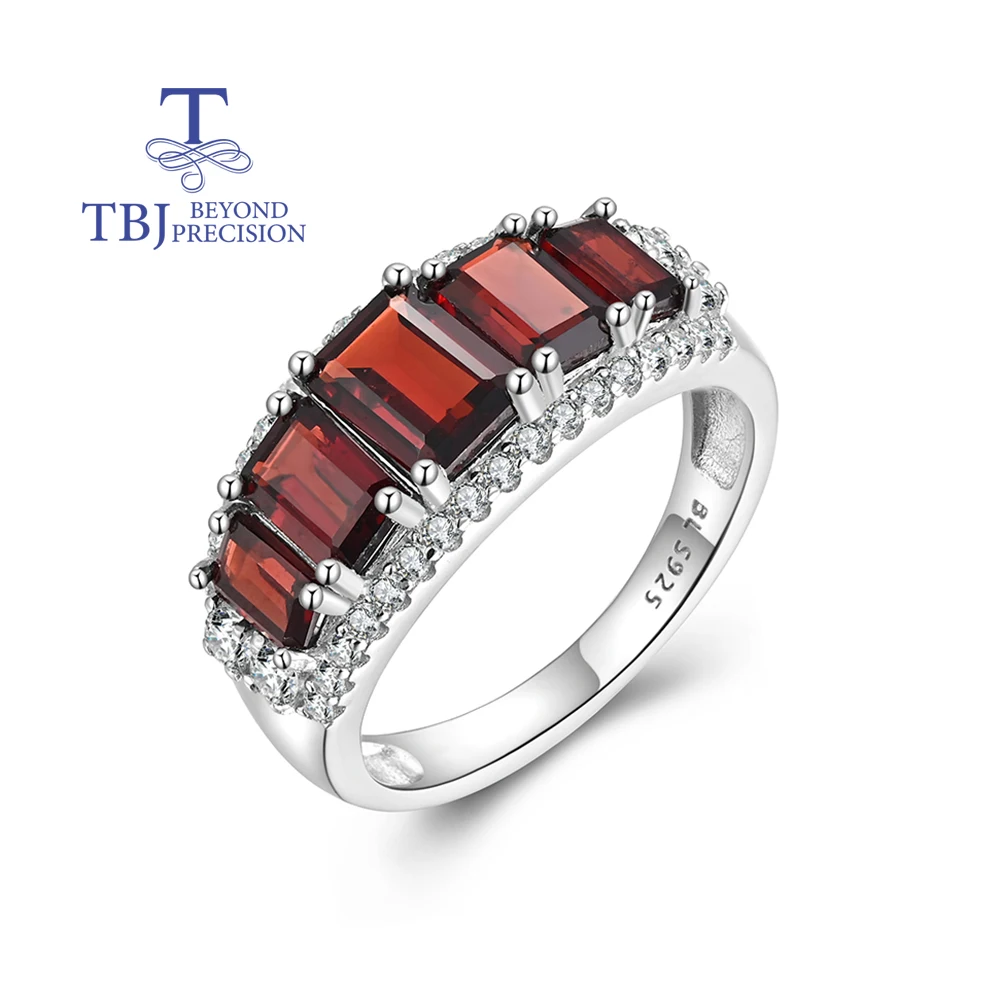 

2026 925 Sterling Silver women's rings natural octagonal garnet real gemstones simple fine jewelry for Banquet Anniversary wear