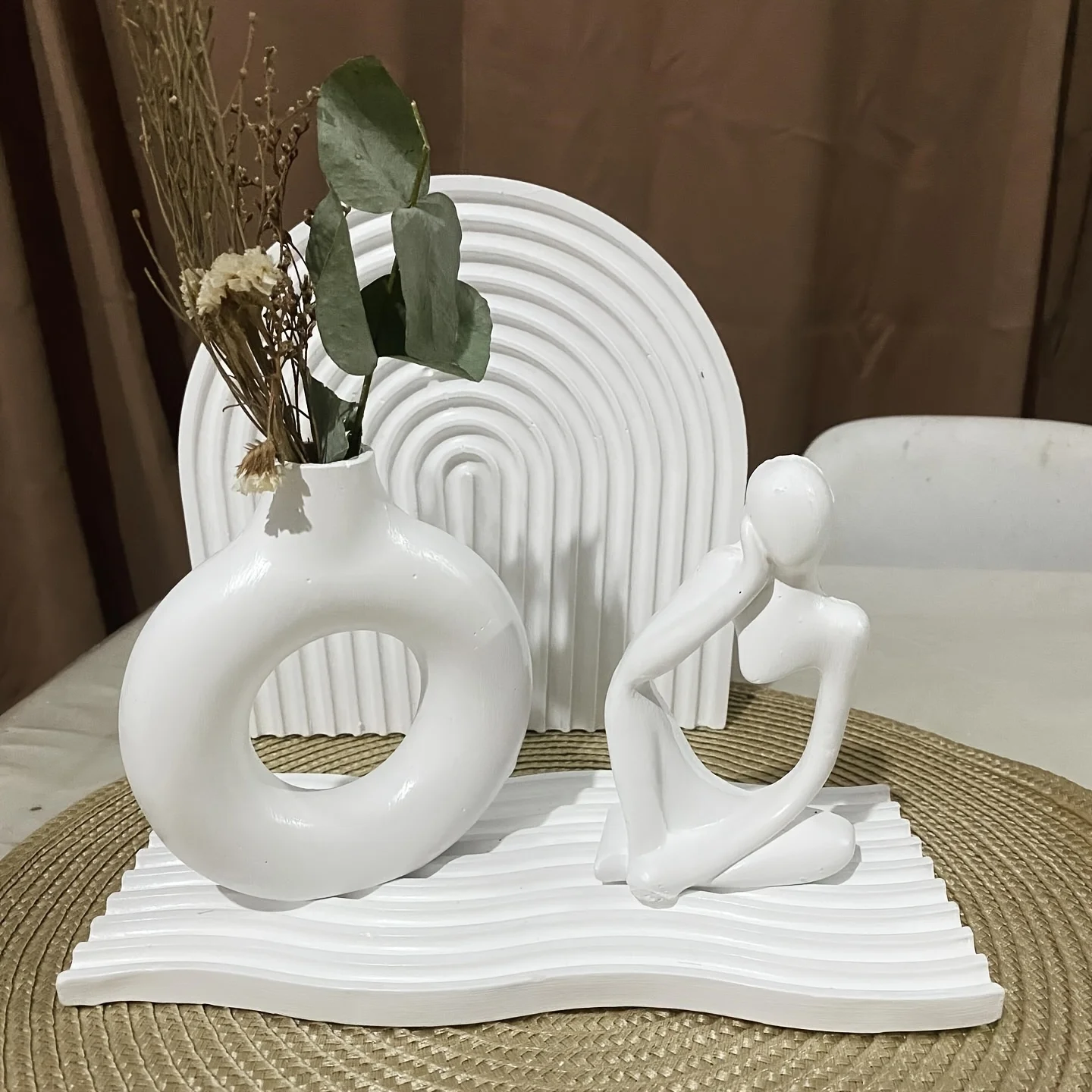 3pcs Large Silicone Mold Suitable for Resin Plaster, Hollow Vase  Wavy Tray with Right-Facing Figure，DIY Crafts, Home Decor