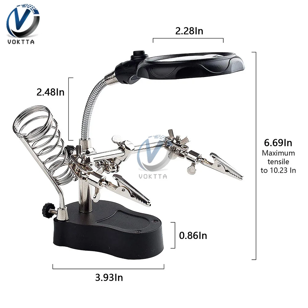 Loupe à pince auxiliaire de soudage 3.5X 5X 12X, support de fer à souder de bureau, carte de circuit imprimé, loupe de soudage, outils de support rapide